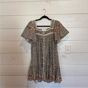 Floral Patterned Dress with Lace Detail